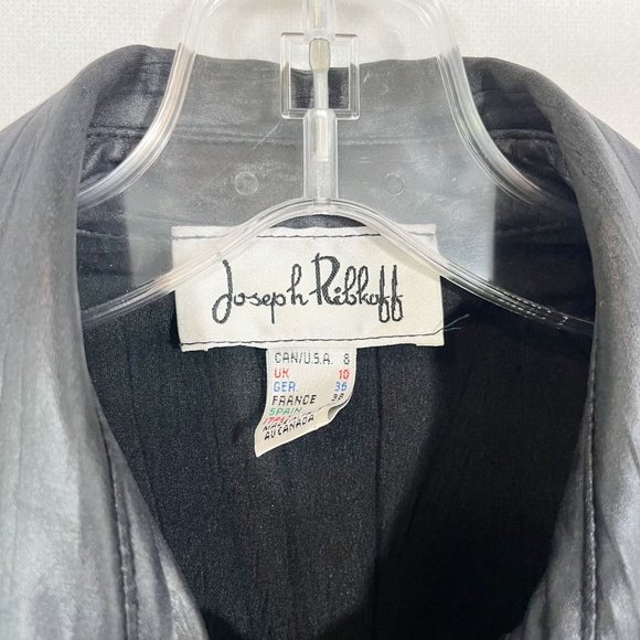 Joseph Ribkoff Black Zip Front Jacket with Belt Accent Artsy - Size 8 - Picture 5 of 8